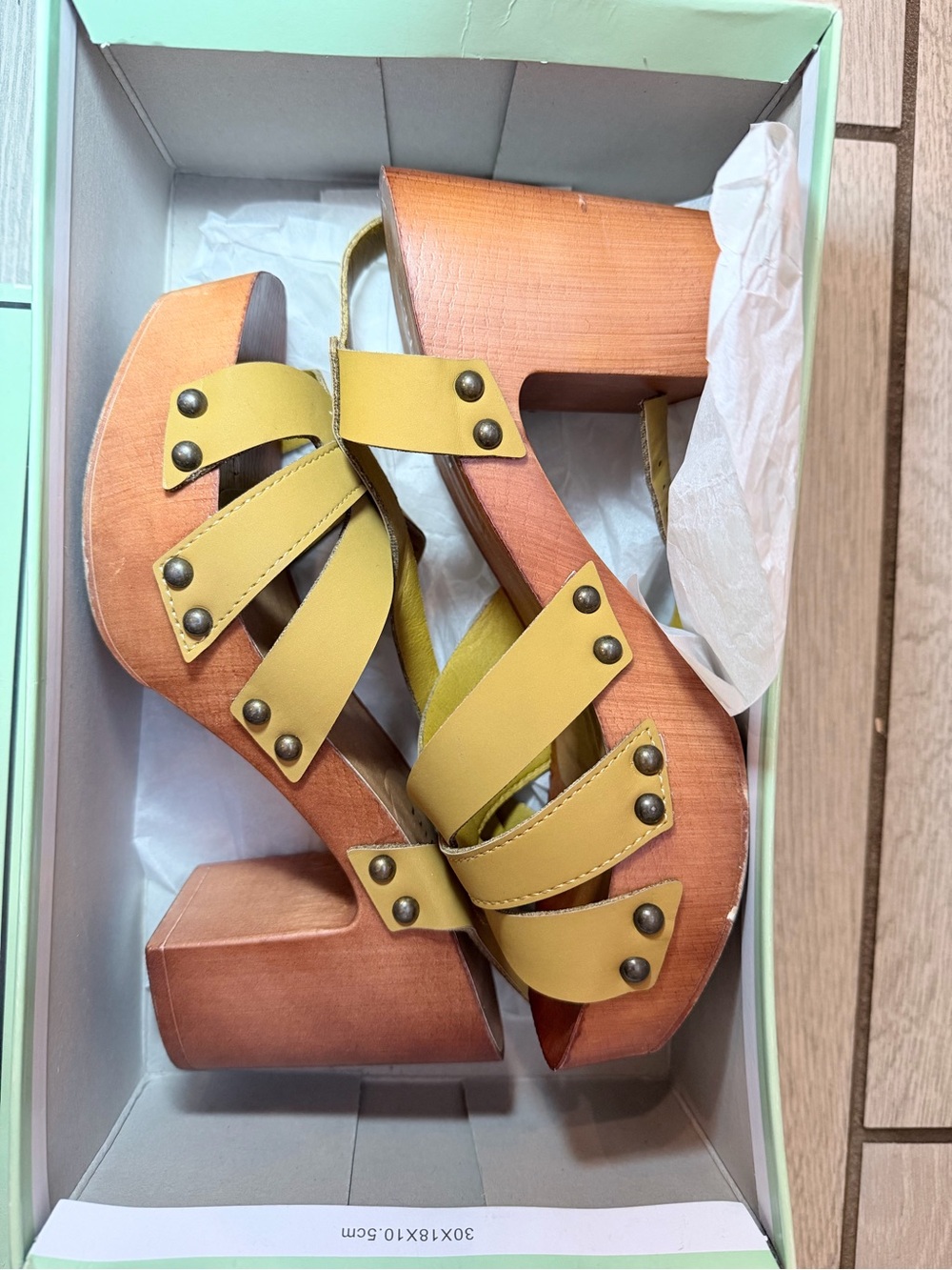 Madden Girl Yellow Platform Sandals with Wood-Effect Heel